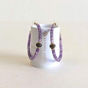 Kendra Scott Insley Genuine Amethyst Beaded Open Hoop Earrings